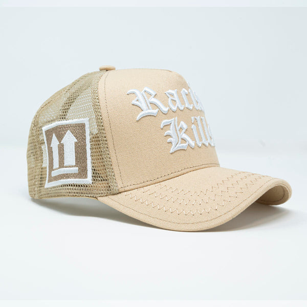 GOLD STAR RACISM KILLS TAN TRUCKER HAT