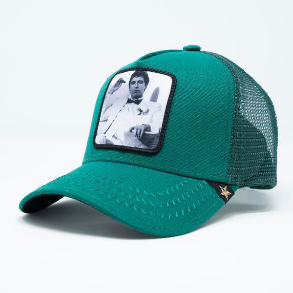 GOLD STAR TONY MONTANA GREEN TRUCKER HAT