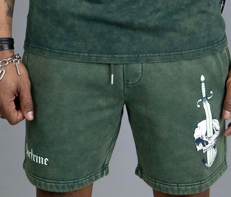 DOCTRINE DENIM HUNTER GREEN DAGGER SHORTS