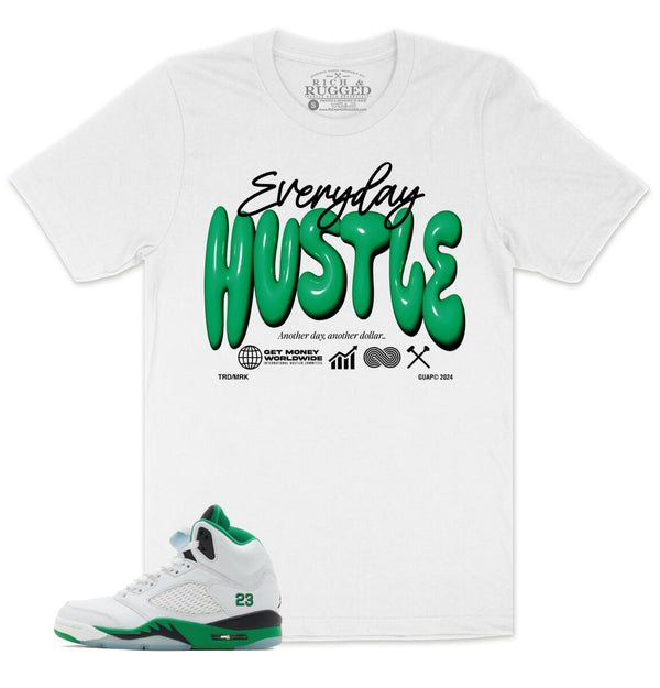 RICH AND RUGGED EVERYDAY HUSTLE WHITE T-SHIRT