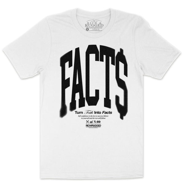 RICH AND RUGGED FACTS WHITE T-SHIRT