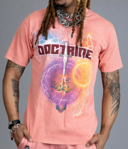 DOCTRINE DENIM ROSE RED DAGGER WAVE T-SHIRT