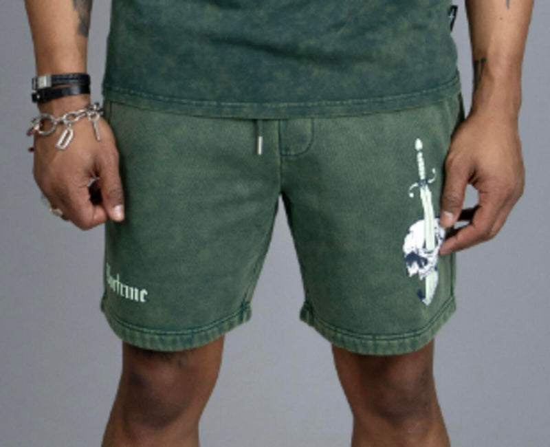 DOCTRINE DENIM HUNTER GREEN DAGGER SHORTS