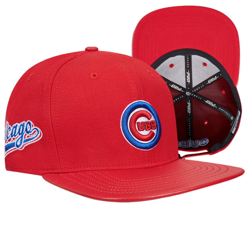 PRO STANDARD RED CHICAGO CUBS SCRIPT TAIL WOOL STRAPBACK