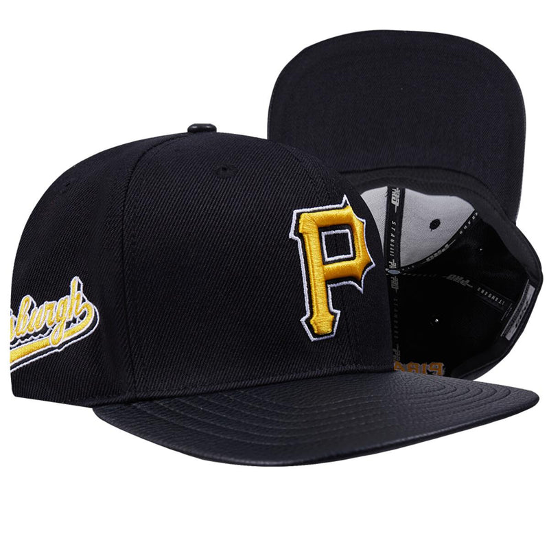 PRO STANDARD BLACK PITTSBURGH PIRATES SCRIPT TAIL WOOL STRAPBACK