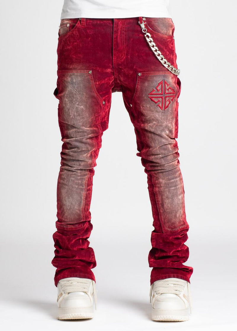 GUAPI Velvet Red Carpenter Stacked Denim (Velvet-Red-Carpenter-Stacked-Denim)