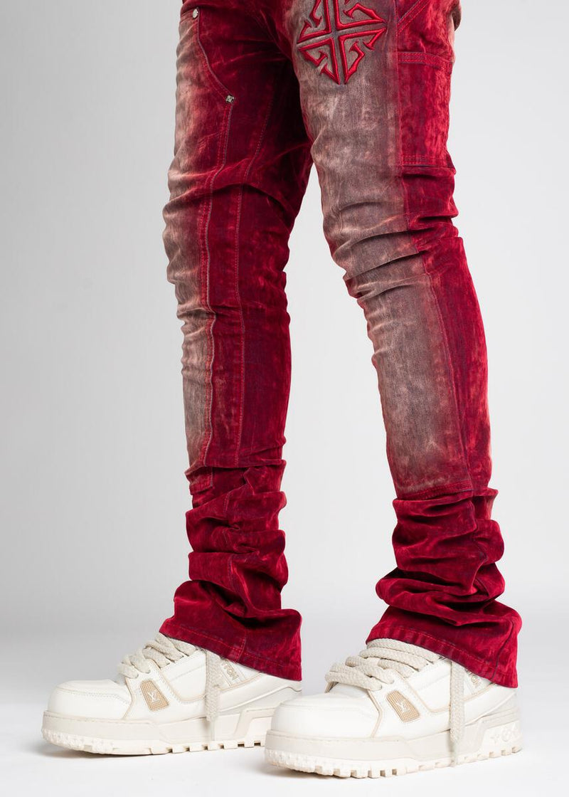 GUAPI Velvet Red Carpenter Stacked Denim (Velvet-Red-Carpenter-Stacked-Denim)