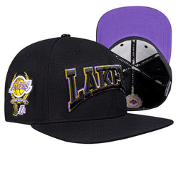 PRO STANDARD LOS ANGELES LAKERS CREST EMBLEM WORDMARK WOOL SNAPBACK HAT