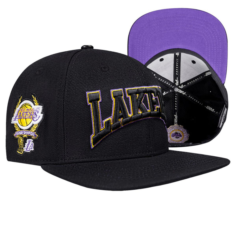 PRO STANDARD LOS ANGELES LAKERS CREST EMBLEM WORDMARK WOOL SNAPBACK HAT