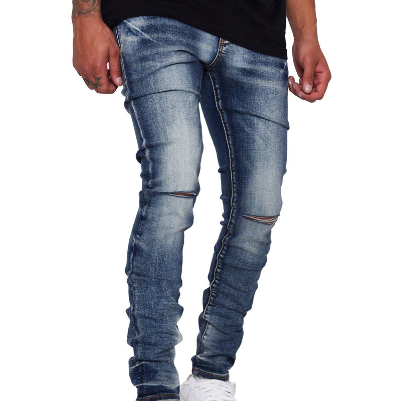 VALABASAS "MR CLEAN 2.0" Light Wash KNEE CUT SKINNY JEAN