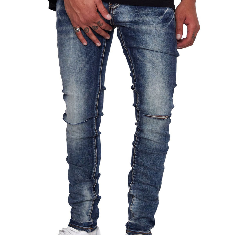 VALABASAS "MR CLEAN 2.0" Light Wash KNEE CUT SKINNY JEAN