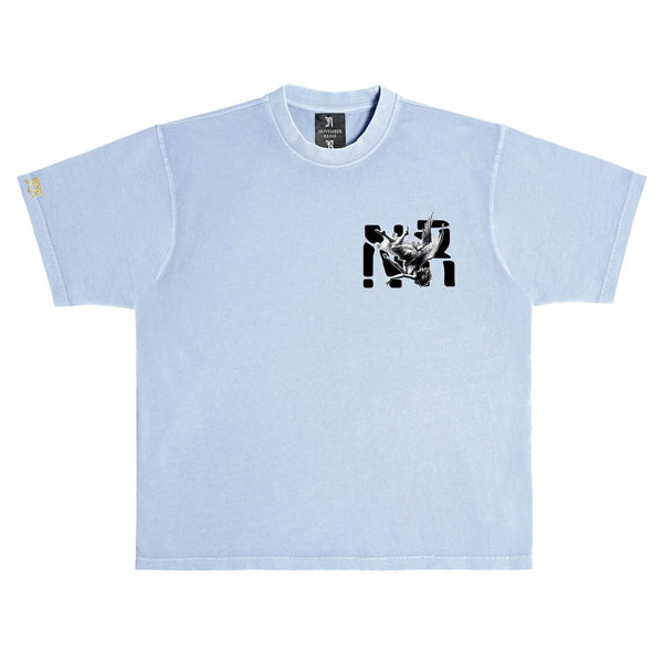 NOVEMBER REINE "ANGELS FALL FROM THE SKY" HEAVYWEIGHT LUXURY T-SHIRT ICE BLUE