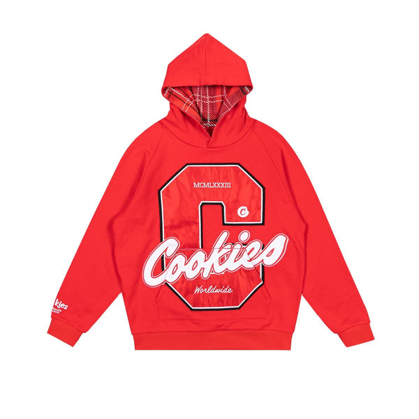 COOKIES RED Cultivators Pullover Hoodie With Flannel Lined Hood And Applique