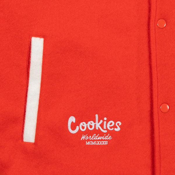 COOKIES RED Cultivators Melton Wool Letterman Jacket With Applique