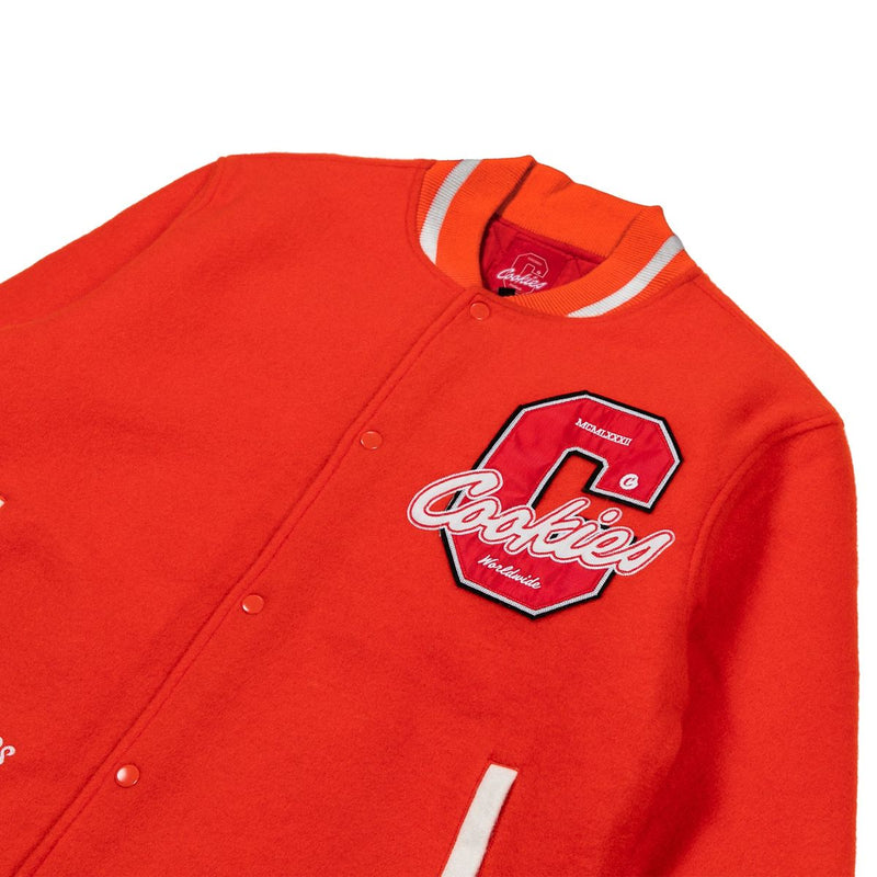 COOKIES RED Cultivators Melton Wool Letterman Jacket With Applique