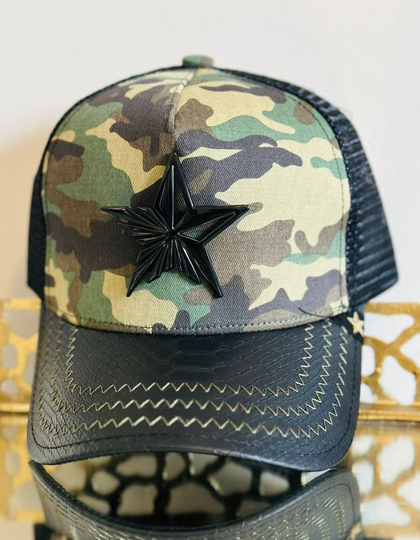 GOLD STAR CAMO FIVE POINT STAR TRUCKER HAT