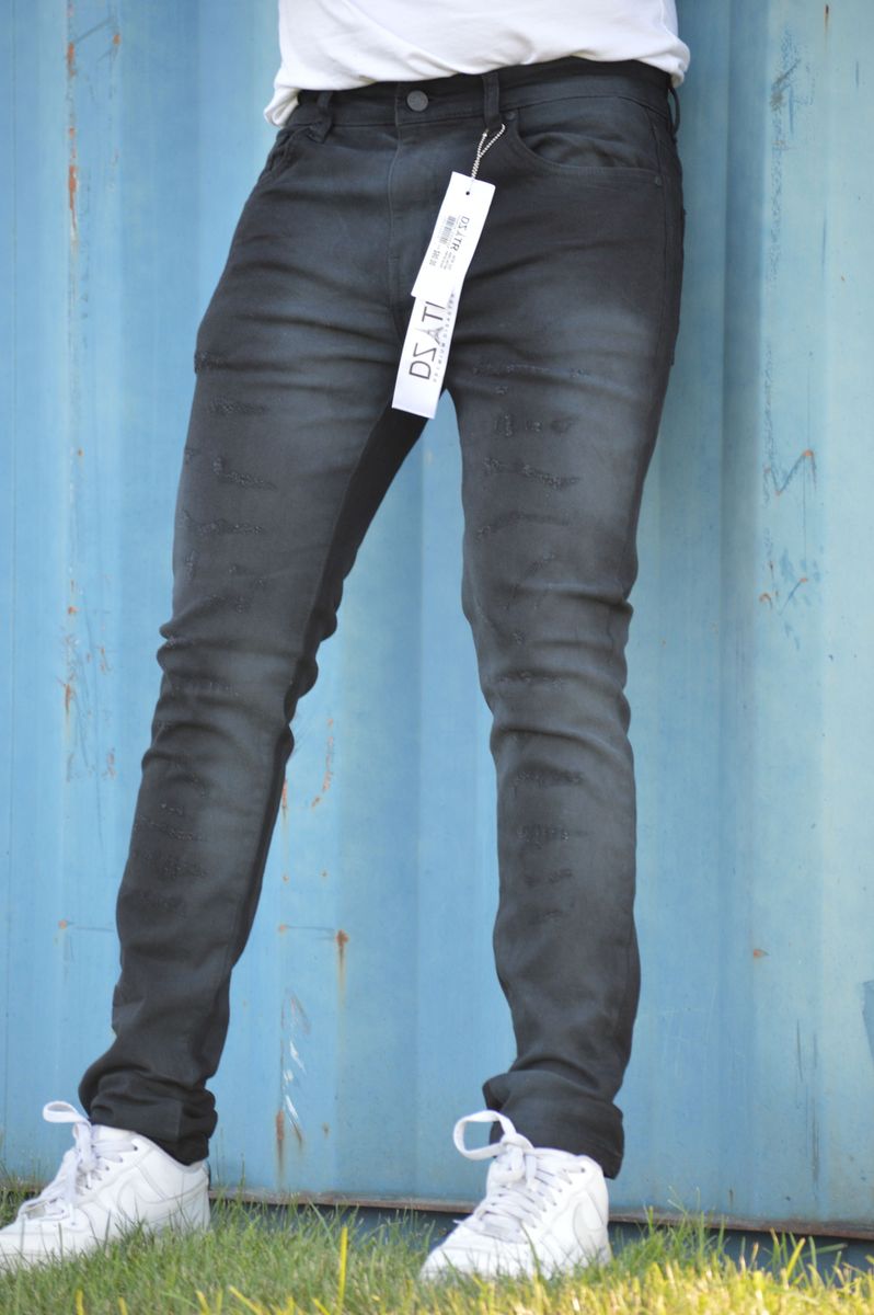 DISASTER SUPER STRETCH DENIM - SLIM FIT - PUFFED BLACK (DZTR-323)