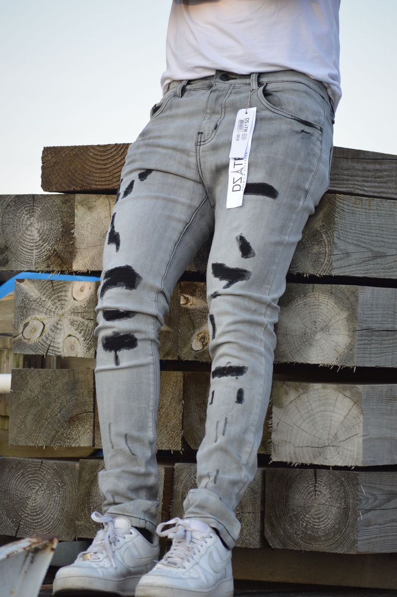 DISASTER SUPER STRETCH DENIM - SLIM FIT - GREY HOLE (DZTR-335)