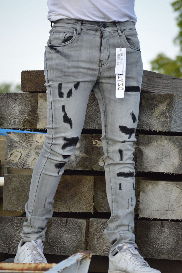 DISASTER SUPER STRETCH DENIM - SLIM FIT - GREY HOLE (DZTR-335)