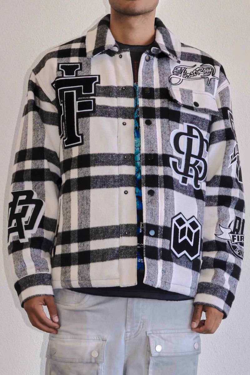 FIRT ROW BLACK ALL OVER LOGO MULTI PATCHES SHACKET