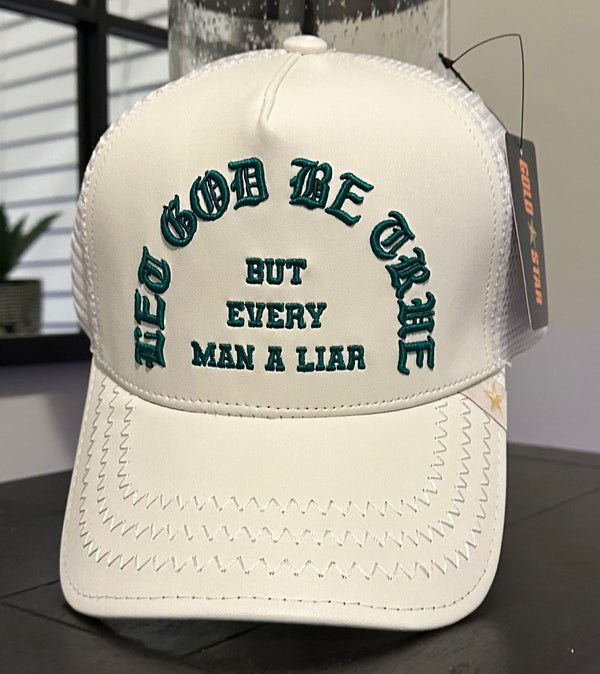 GOLD STAR LET GOD BE TRUE TRUCKER HAT