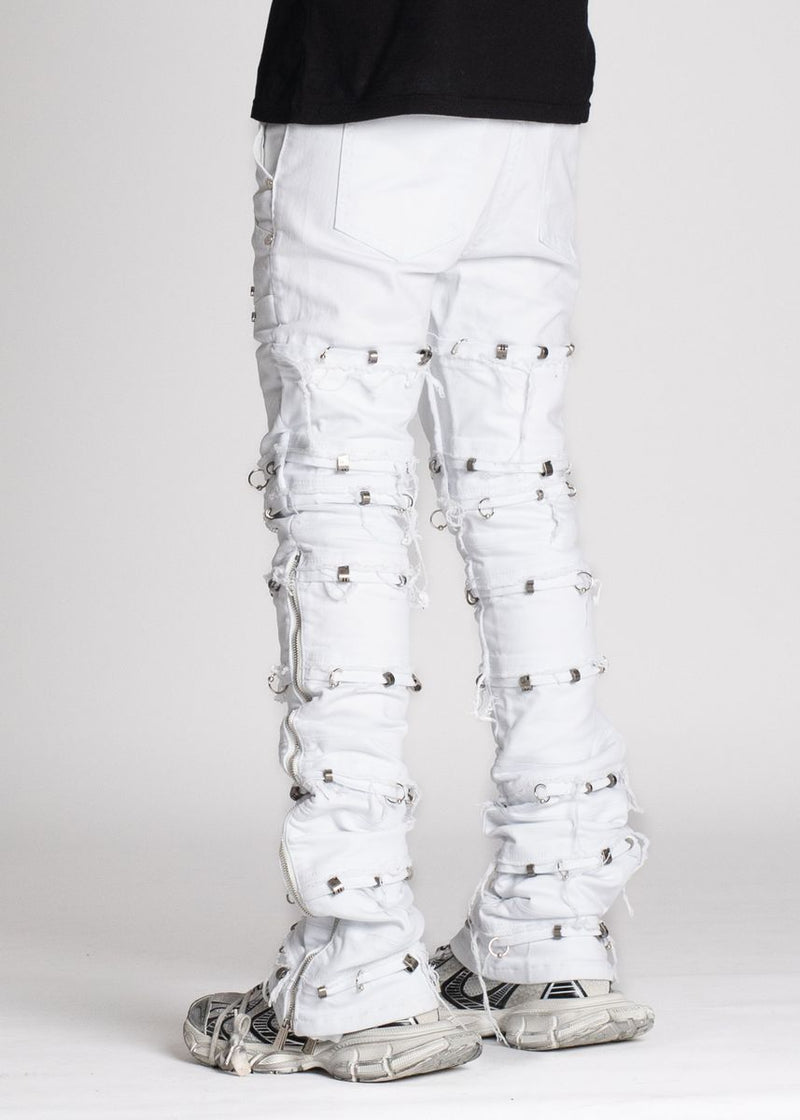 GUAPI Ghost White Stacked Piercing Denim (Ghost-White-Stacked-Piercing-Denim)