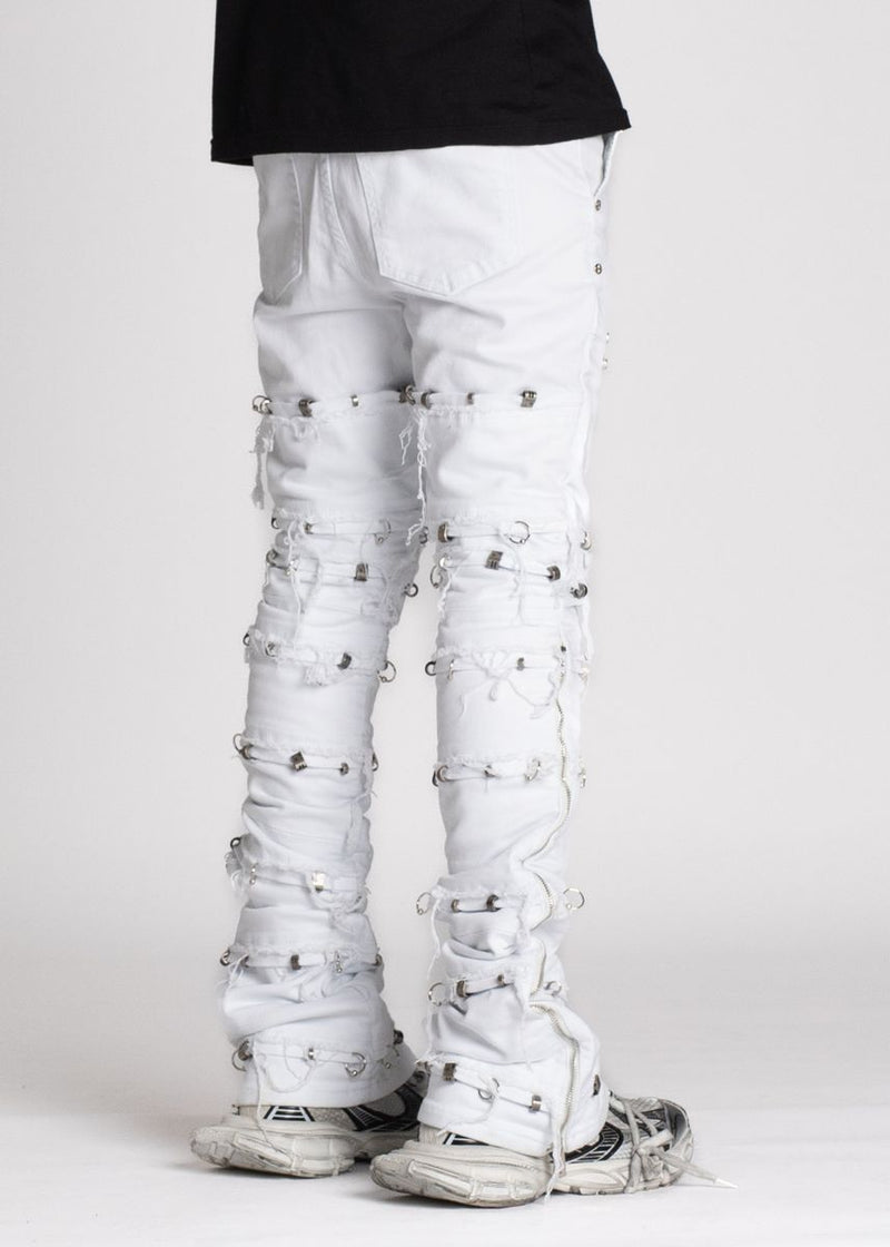 GUAPI Ghost White Stacked Piercing Denim (Ghost-White-Stacked-Piercing-Denim)