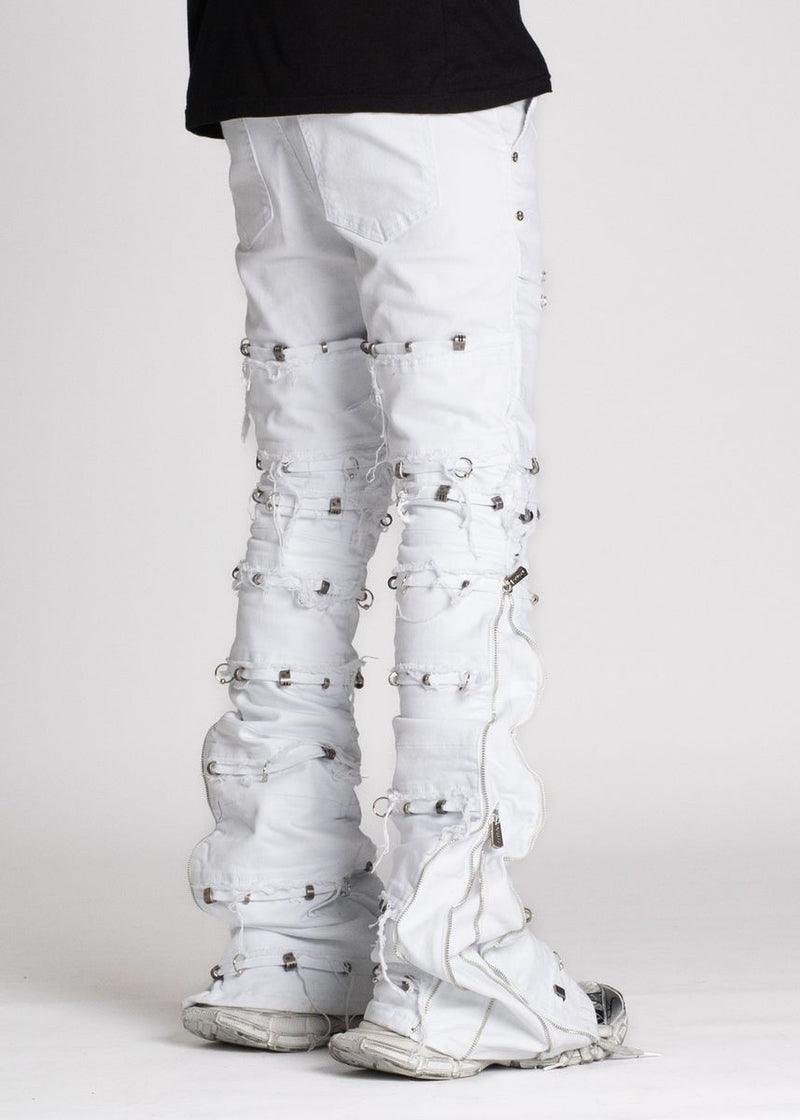 GUAPI Ghost White Stacked Piercing Denim (Ghost-White-Stacked-Piercing-Denim)