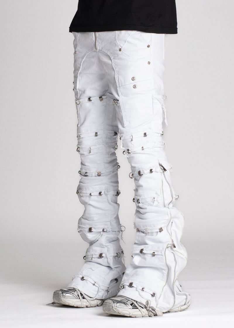 GUAPI Ghost White Stacked Piercing Denim (Ghost-White-Stacked-Piercing-Denim)