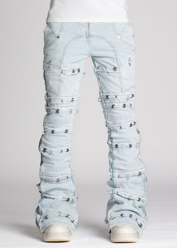 GUAPI Aqua Blue Stacked Piercing Denim (Aqua-Blue-Stacked-Piercing-Denim)