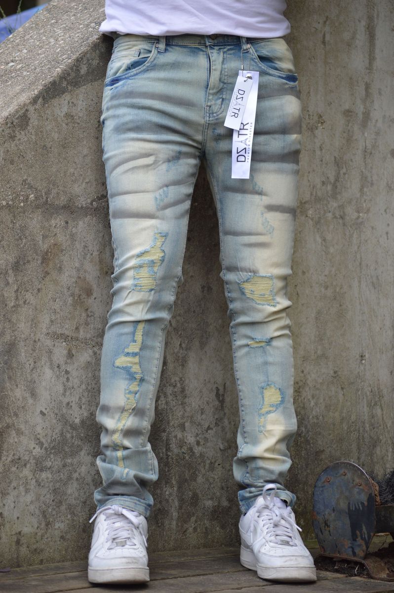 DISASTER ICE/GREY SPRAYED WASH HEAVY DENIM-Stretch (DZTR-317)