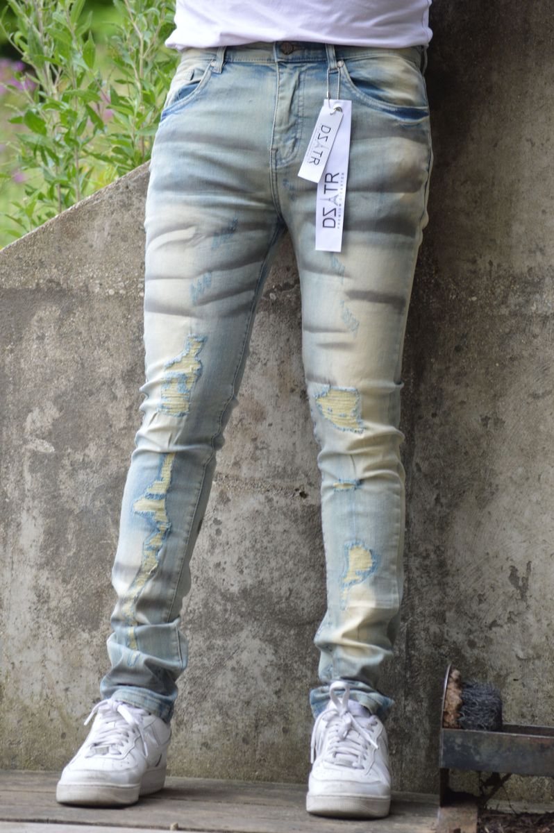 DISASTER ICE/GREY SPRAYED WASH HEAVY DENIM-Stretch (DZTR-317)