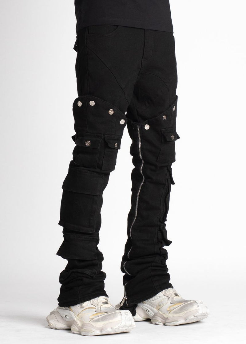 GUAPI Obsidian Black Convertible Denim (Obsidian-Black-Convertable-Denim) STACKED JEANS