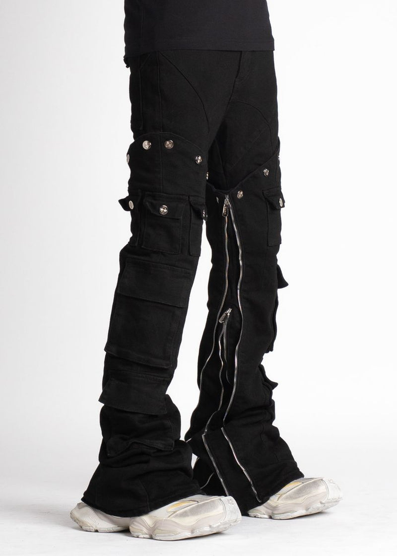 GUAPI Obsidian Black Convertible Denim (Obsidian-Black-Convertable-Denim) STACKED JEANS