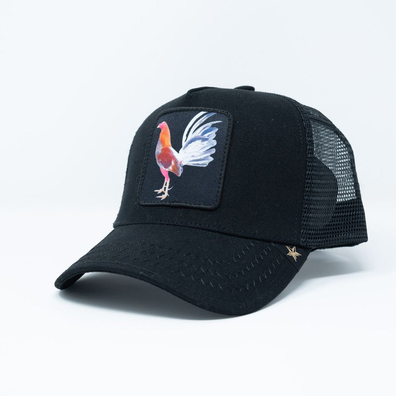 GOLD STAR BLACK ROOSTER TRUCKER HAT