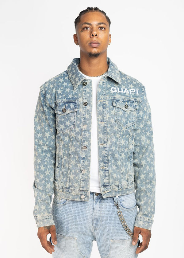 GUAPI Vintage Blue Stars Denim Jacket (Vintage-Blue-Stars-Denim-Jacket)