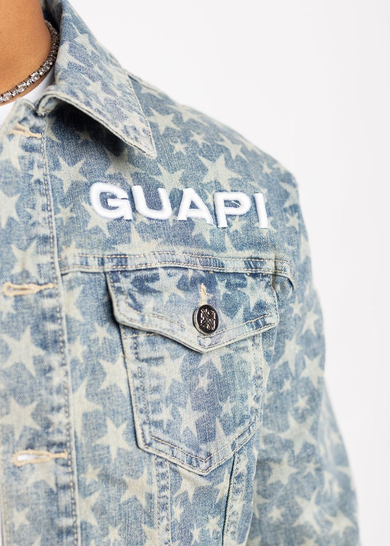 GUAPI Vintage Blue Stars Denim Jacket (Vintage-Blue-Stars-Denim-Jacket)