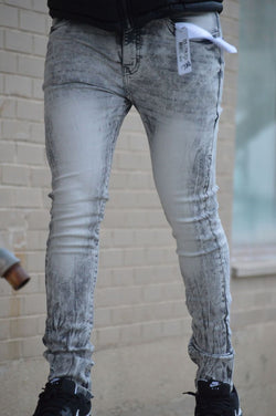 DISASTER SUPER STRETCH DENIM - SLIM FIT - GREY ACID-372