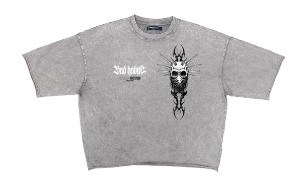 ROKU STUDIO BAD HABITS ENZYME WASHED STUDDED CROPPED T-SHIRT