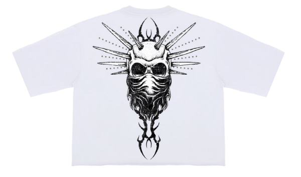 ROKU STUDIO BAD HABITS STUDDED CROPPED WHITE T-SHIRT