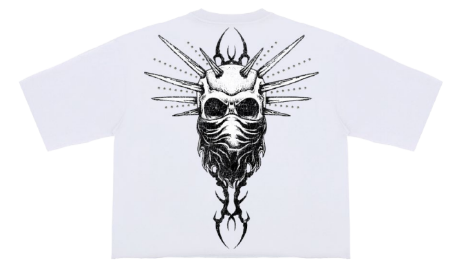 ROKU STUDIO BAD HABITS STUDDED CROPPED WHITE T-SHIRT