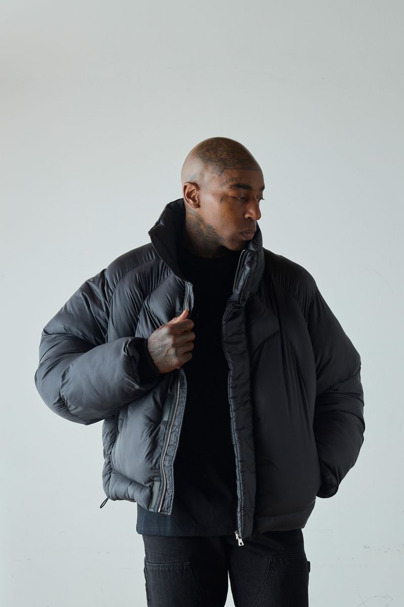 SILNT CHPTRS "RUNNER" CROP TOPB BLACK BUBBLE JACKET