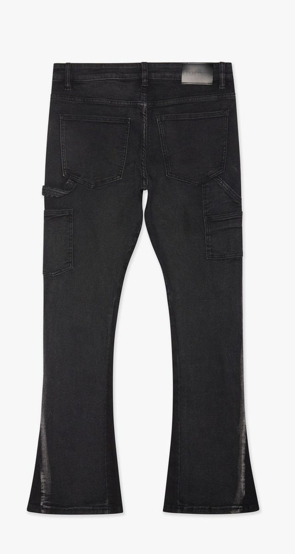 SILNT CHPTRS BLACK WASH"RURAL" STACKED DENIM