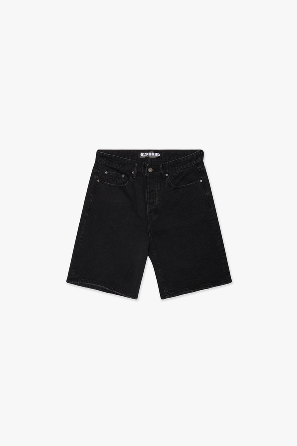 6TH NBRHD "DISTRICT" JET BLACK DENIM SHORTS