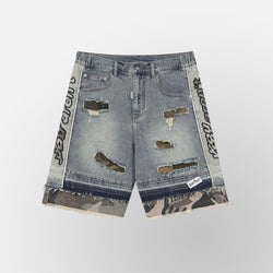 HYDE PARK Camo Patch Striped Denim Short - Blue (Camo-Patch-Striped-Denim-Short-Blue)