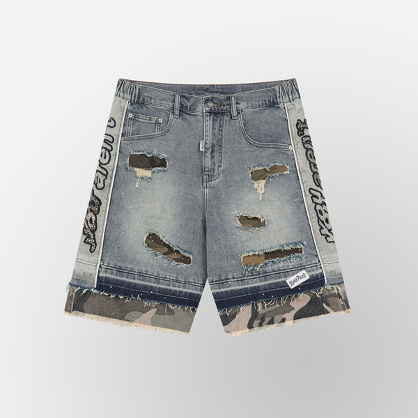 HYDE PARK Camo Patch Striped Denim Short - Blue (Camo-Patch-Striped-Denim-Short-Blue)