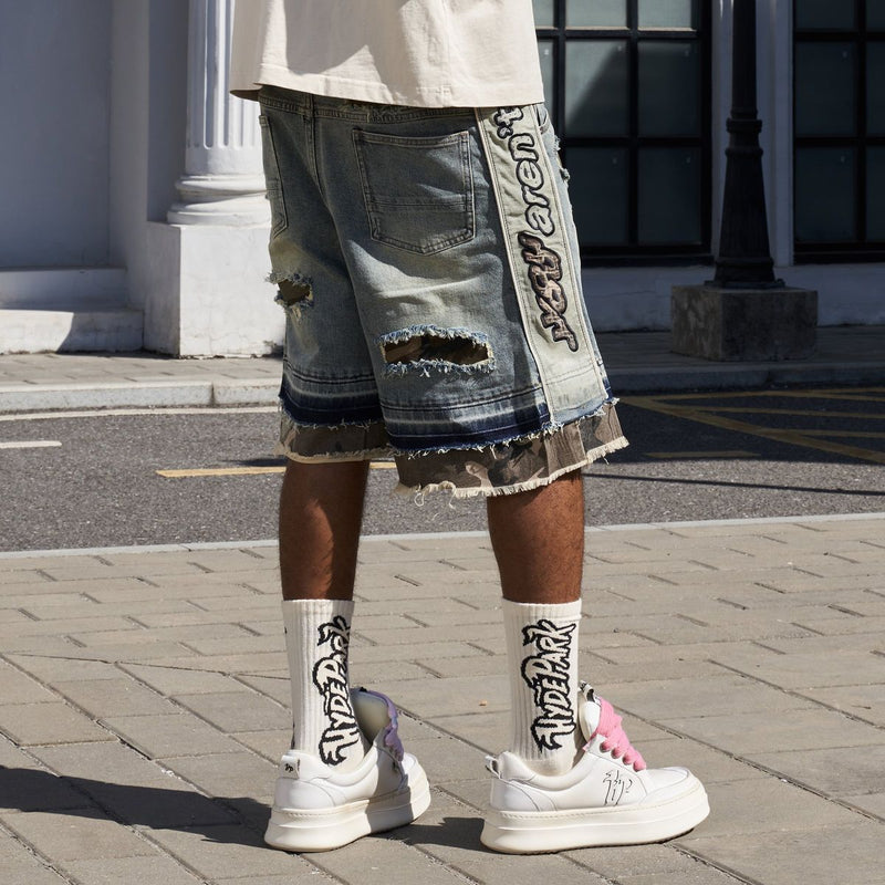 HYDE PARK Camo Patch Striped Denim Short - Blue (Camo-Patch-Striped-Denim-Short-Blue)