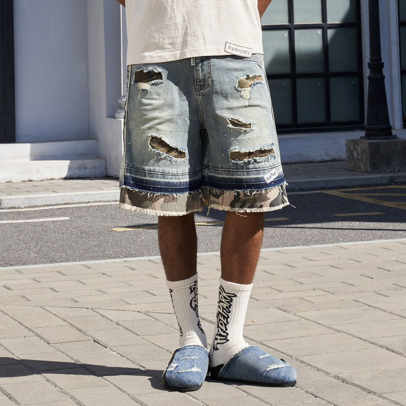 HYDE PARK Camo Patch Striped Denim Short - Blue (Camo-Patch-Striped-Denim-Short-Blue)
