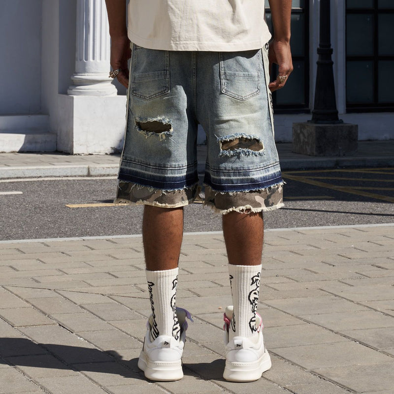 HYDE PARK Camo Patch Striped Denim Short - Blue (Camo-Patch-Striped-Denim-Short-Blue)