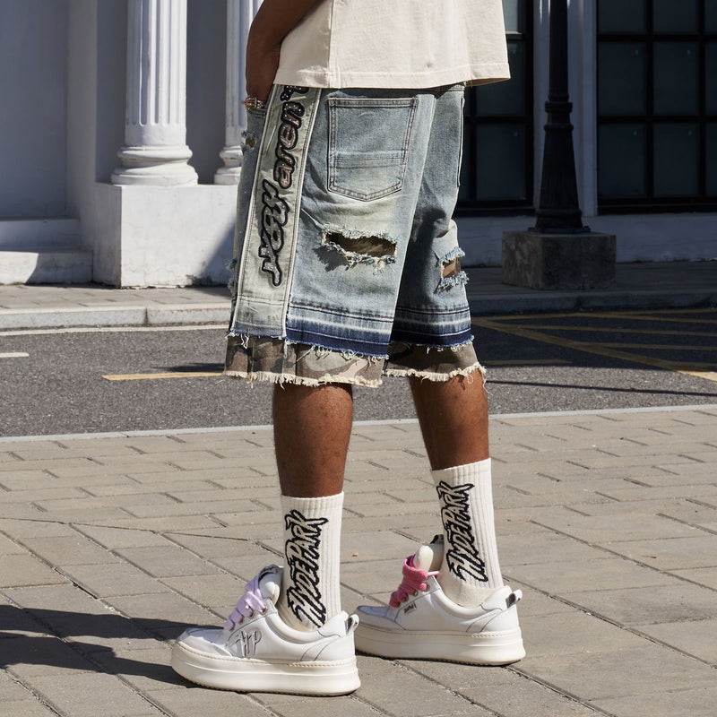 HYDE PARK Camo Patch Striped Denim Short - Blue (Camo-Patch-Striped-Denim-Short-Blue)